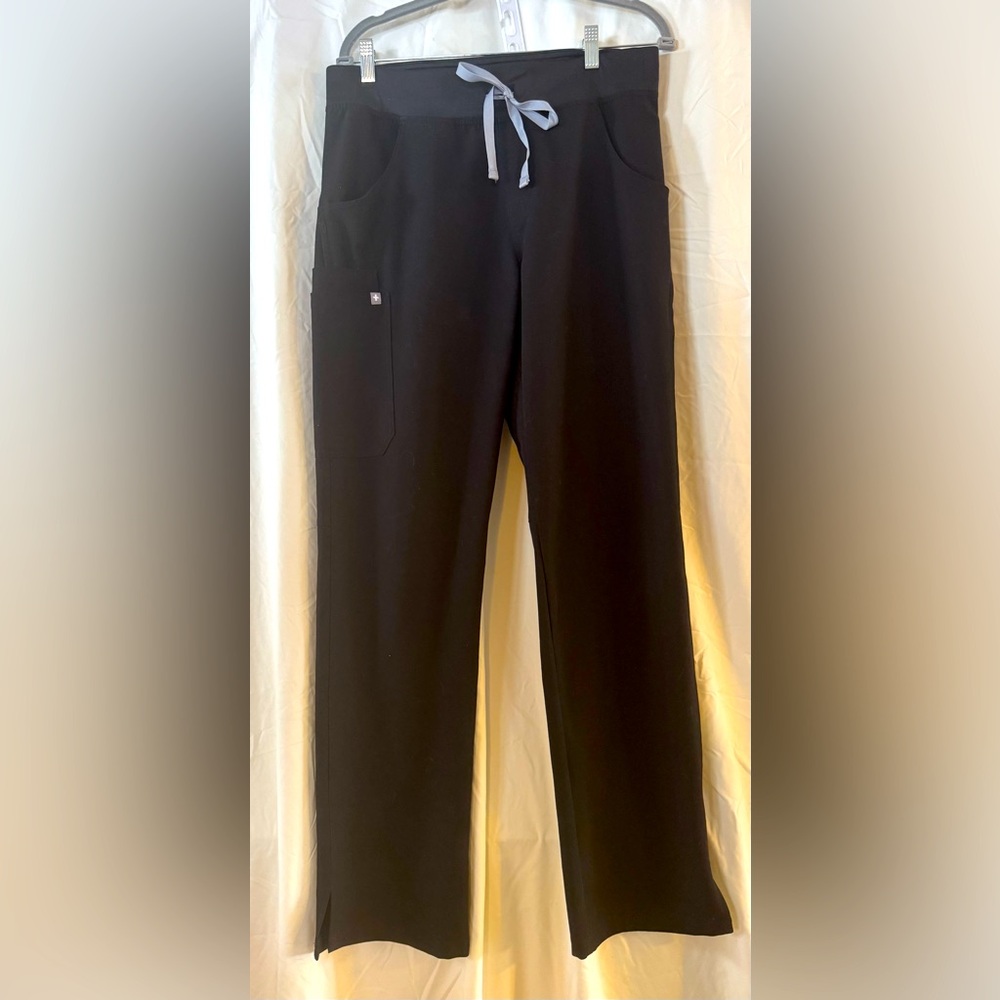 Figs Black Track Pants with Drawstring and Relaxed Fit